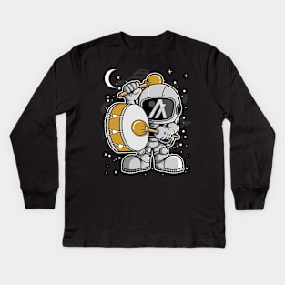 Astronaut Drummer Algorand ALGO Coin To The Moon Crypto Token Cryptocurrency Blockchain Wallet Birthday Gift For Men Women Kids Kids Long Sleeve T-Shirt